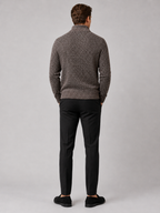 Men's fleece cardigan – Brown full view – Edward & Lawsen