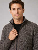 Men's fleece cardigan – Brown detail view – Edward & Lawsen