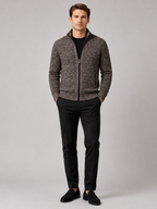 Men's fleece cardigan – Brown full view – Edward & Lawsen