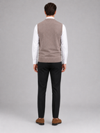 Men's fleece button-front vest – Brown back view – Edward & Lawsen