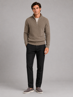 Men's half zip sweater – Brown full view – Edward & Lawsen