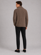 Men's knit cardigan – Brown back view – Edward & Lawsen