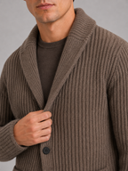 Men's knit cardigan – Brown detail view – Edward & Lawsen