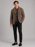 Men's knit cardigan – Brown full view – Edward & Lawsen