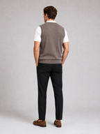 Men's knit sweater vest – Brown back view – Edward & Lawsen