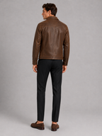 Men's leather flight jacket – Brown back view – Edward & Lawsen