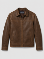 Men's leather flight jacket – Brown product view – Edward & Lawsen