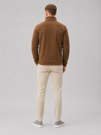Men's fleece quarter-zip sweater – Brown back view – Edward & Lawsen