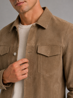 Men's suede fall jacket – Brown detail view – Edward & Lawsen