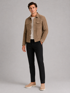 Men's suede fall jacket – Brown full view – Edward & Lawsen