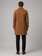 Men's windproof knee-length trench coat – Brown back view – Edward & Lawsen
