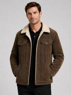 Men's padded corduroy jacket – Brown front view – Edward & Lawsen