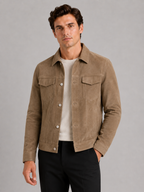 Men's suede fall jacket – Brown front view – Edward & Lawsen