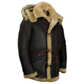 Men's B-7 shearling-style aviator jacket – dark brown – Edward Lawson