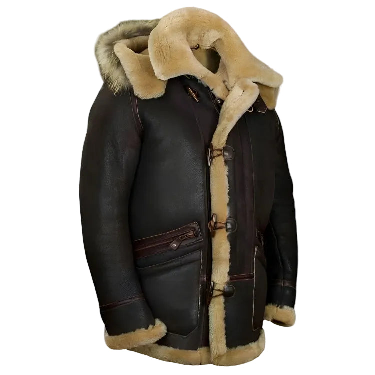 Men's B-7 shearling-style aviator jacket – dark brown – Edward Lawson