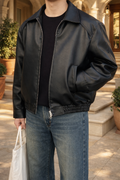 Men's leather bomber jacket – Black – Edward Lawson