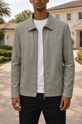 Men's leather jacket – Sage Green – Edward Lawson