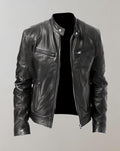 Men's gloss-finish leather racer jacket – black – Edward Lawson