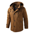 Men's hooded mid-length winter coat – black – Edward Lawson