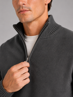 Men's half zip sweater – Dark Gray detail view – Edward & Lawsen