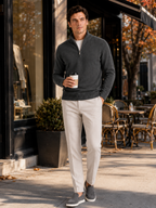 Men's half zip sweater – Dark Gray lifestyle view – Edward & Lawsen