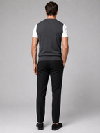 Men's sleeveless sweater vest – Dark Gray back view – Edward & Lawsen