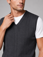 Men's sleeveless sweater vest – Dark Gray detail view – Edward & Lawsen