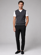 Men's sleeveless sweater vest – Dark Gray full view – Edward & Lawsen