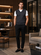 Men's sleeveless sweater vest – Dark Gray lifestyle view – Edward & Lawsen