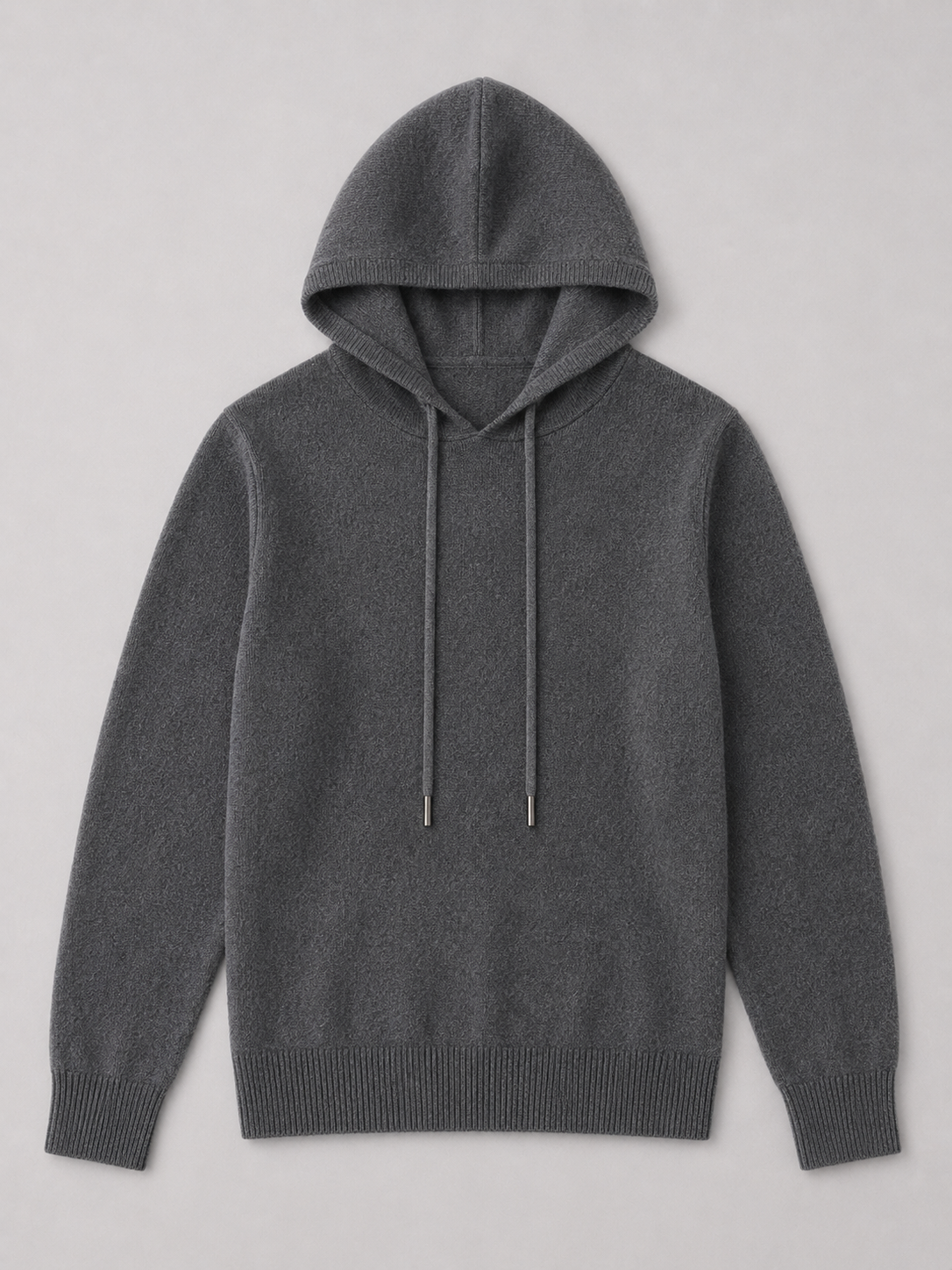 Men's wool hoodie sweater – Dark Gray product view – Edward & Lawsen