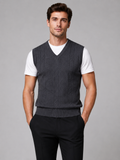 Men's sleeveless sweater vest – Dark Gray front view – Edward & Lawsen