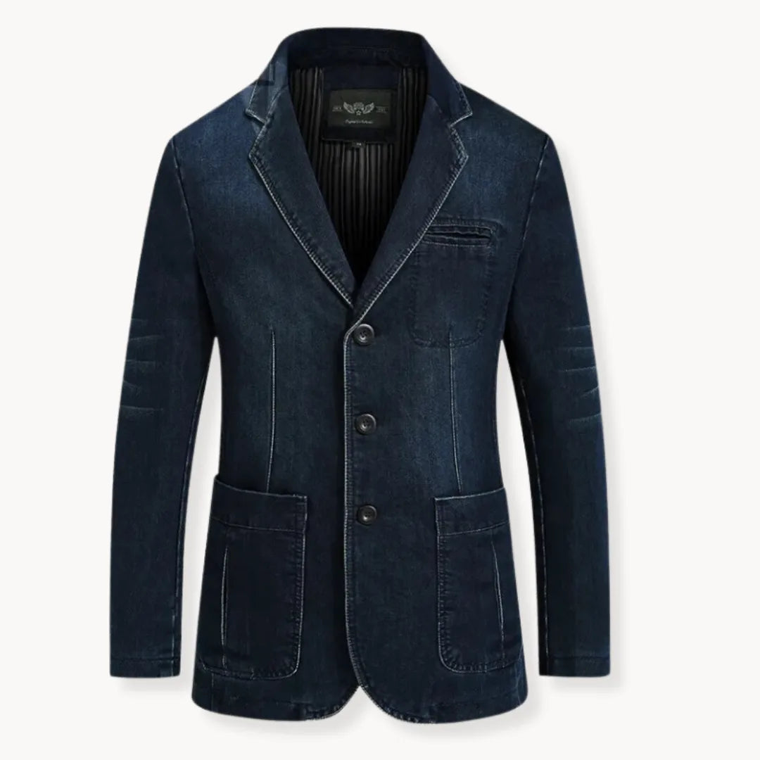 Men's denim blazer – dark blue – Edward Lawson