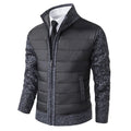 Men's quilted-front knit jacket – dark grey quilted front with knit sleeves – Edward Lawson