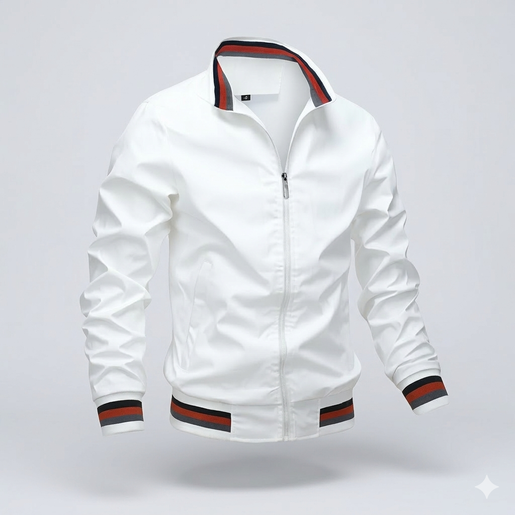 Men's lightweight summer jacket – White front view – Edward Lawson