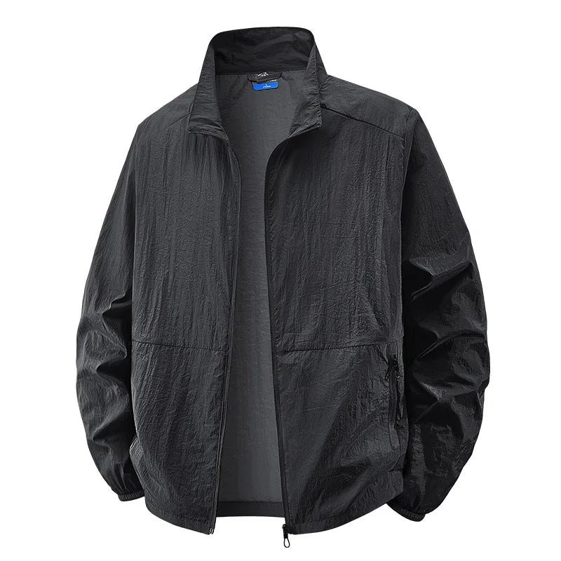 Men's lightweight multi-pocket zip jacket – black – Edward Lawson