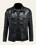 Men's snap-front biker jacket – black – Edward Lawson