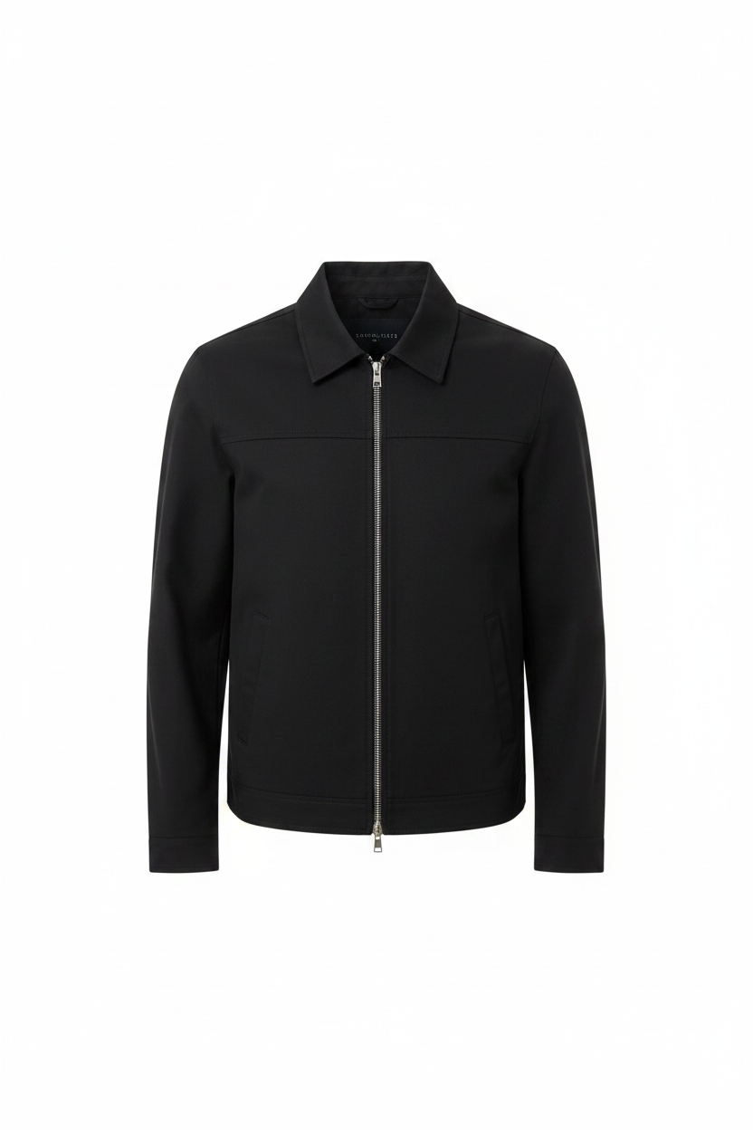 Men's zip-front Harrington jacket – black – Edward Lawson