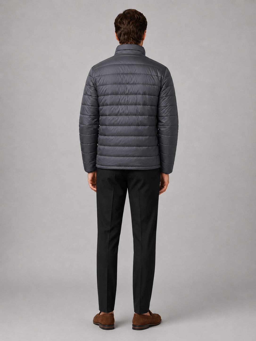 Men's puffer jacket – Granite back view – Edward & Lawsen