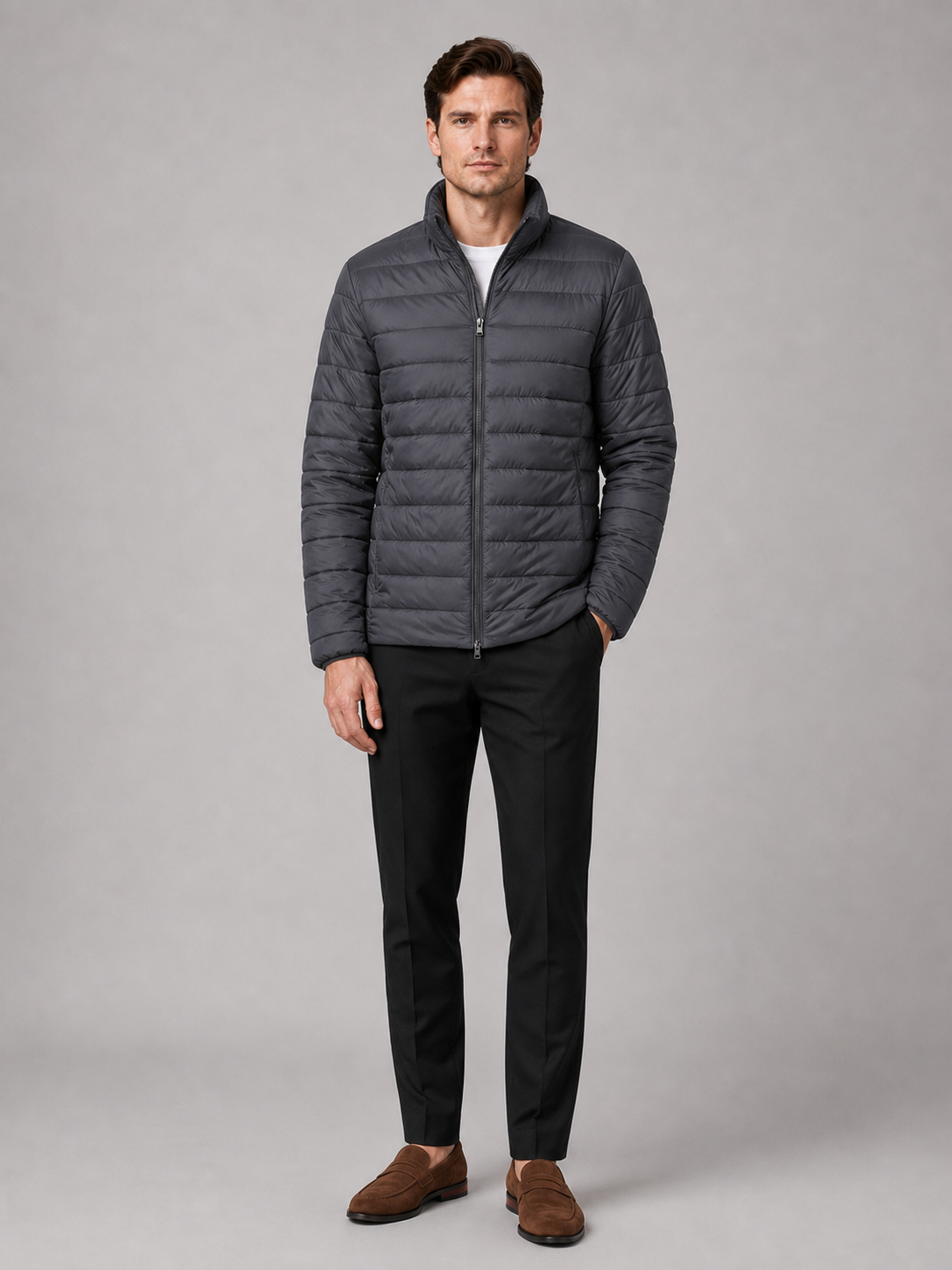 Men's puffer jacket – Granite full view – Edward & Lawsen