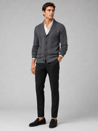 Men's argyle cable knit cardigan – Gray full view – Edward & Lawsen