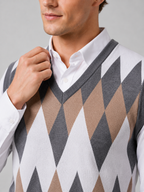 Men's argyle sweater vest – Gray detail view – Edward & Lawsen