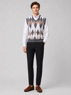 Men's argyle sweater vest – Gray full view – Edward & Lawsen