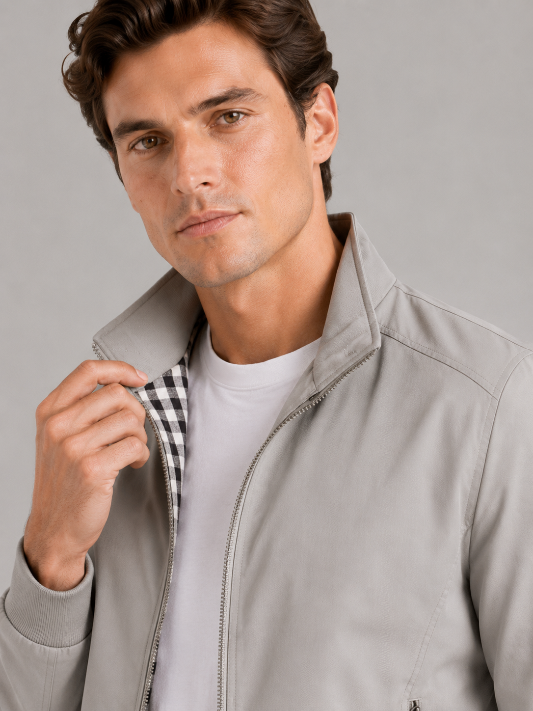 Men's bomber jacket – Gray detail view – Edward & Lawsen