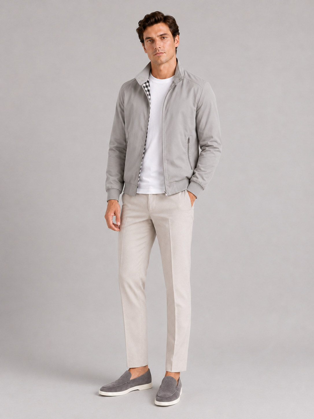 Men's bomber jacket – Gray full view – Edward & Lawsen