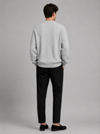 Men's diamond pattern oversized cardigan – Gray back view – Edward & Lawsen