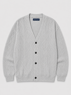 Men's diamond pattern oversized cardigan – Gray product view – Edward & Lawsen