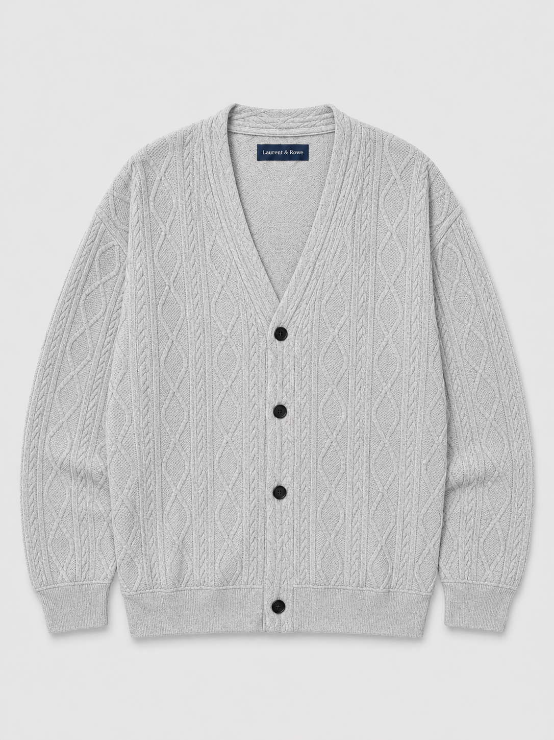 Men's diamond pattern oversized cardigan – Gray product view – Edward & Lawsen