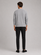 Men's crew neck cardigan sweater – Gray back view – Edward & Lawsen