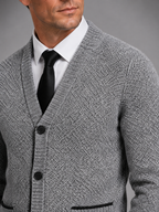 Men's V-neck cardigan – Gray detail view – Edward & Lawsen