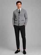 Men's V-neck cardigan – Gray full view – Edward & Lawsen